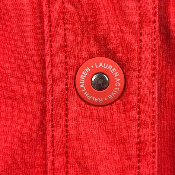 Ralph Lauren Active Women Hooded Jacket Sailing Patch Snap Close Red XL F196 - Picture 2 of 9